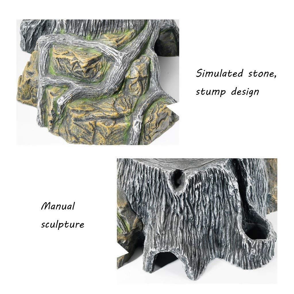 Escondite para acuario, caja cueva para reptiles, decoración de esquina para hábitat, escondites para tortugas, serpientes y lagartos, accesorios para cajas de reptiles, adornos (25*22,5*9,5 cm)