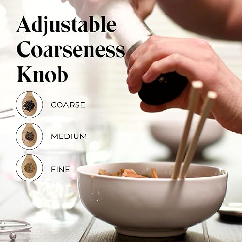 Miniatura 4 de Willow & Everett Salt & Pepper Grinder Set with Stand - Stainless Steel Manual Mills & Holder with Adjustable Coarseness, Refillable Design for