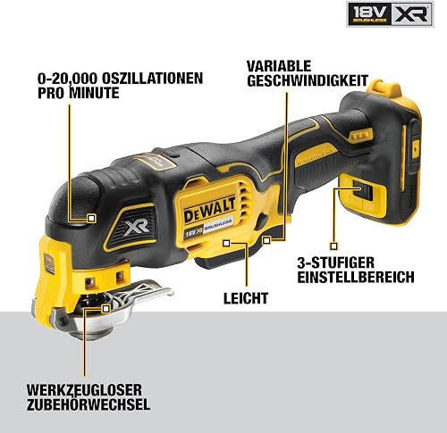 DEWALT multicutter 18V avec 35 Accessoires, Changement sans Outil, DCS356NT-XJ - 2