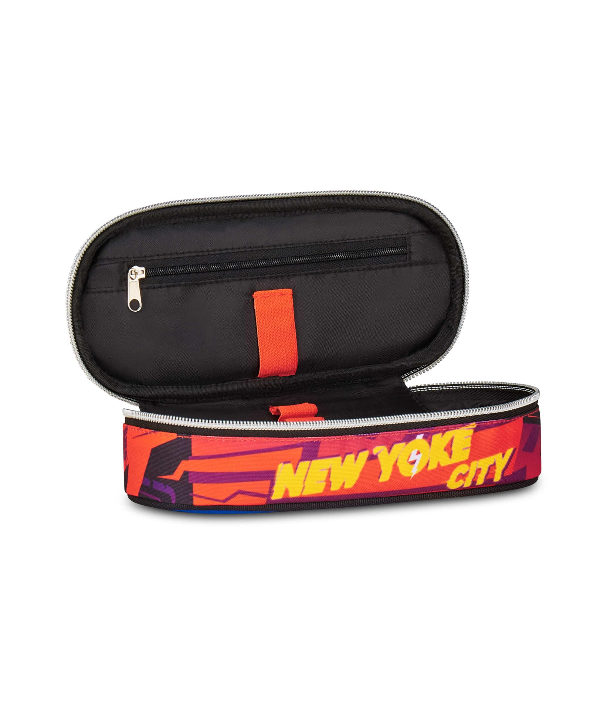 Seven Sonic Round Plus Pencil Case, Red, Oval Pencil Case with Elastic Bands and Pocket for Pens, Pencils and Accessories, School Backpack, Elementary School, Children, red, Modern - Image 2