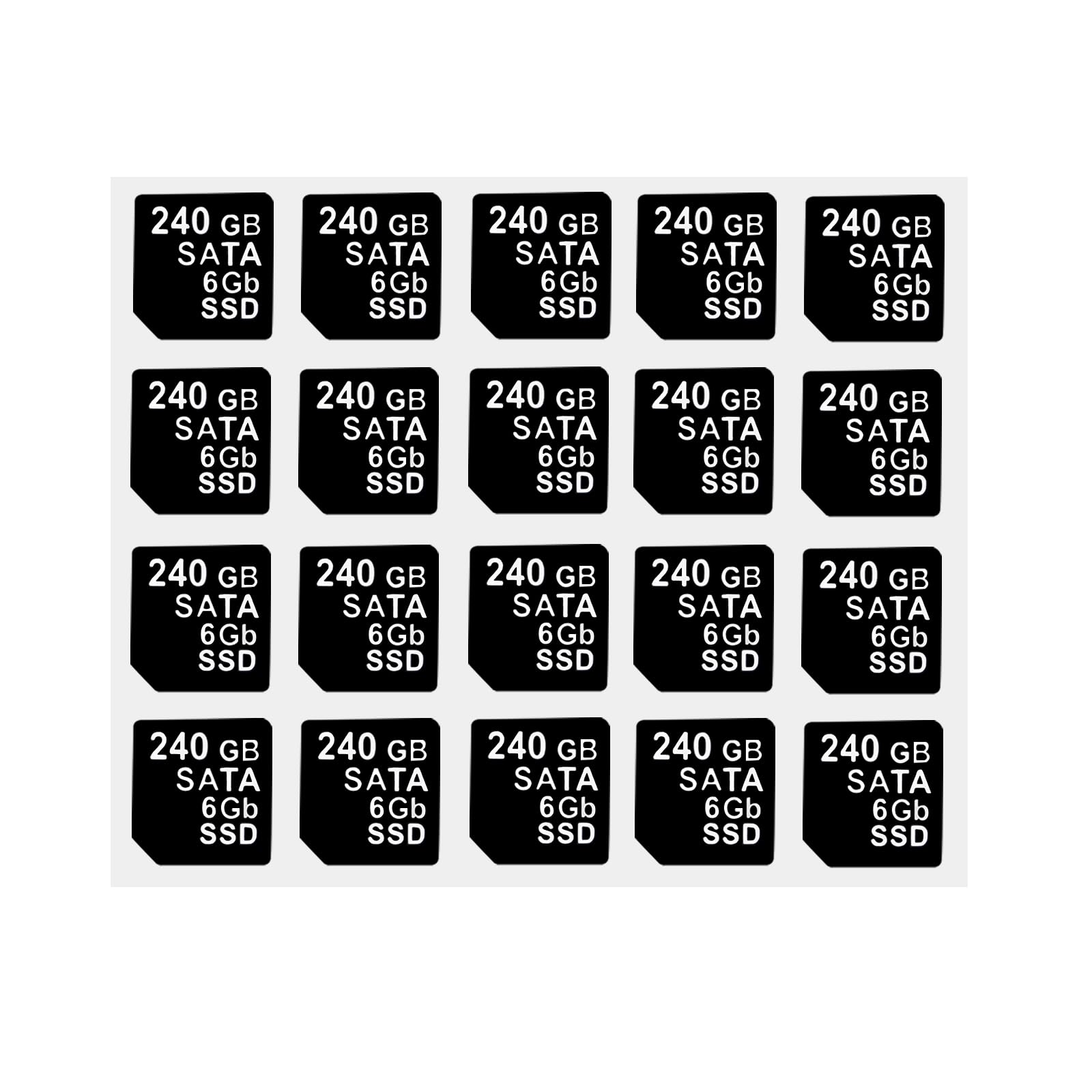20PCS Capacity Sticker Label for Hard Drive Tray Caddy DXD9H 0DXD9H X7K8W 0X7K8W, Compatible for Dell PowerEdge 16th-14th Gen r740 r640 r440 r340 r750 r650 r550 r760 r660 r6625, 240GB, SATA, 6GB, SSD