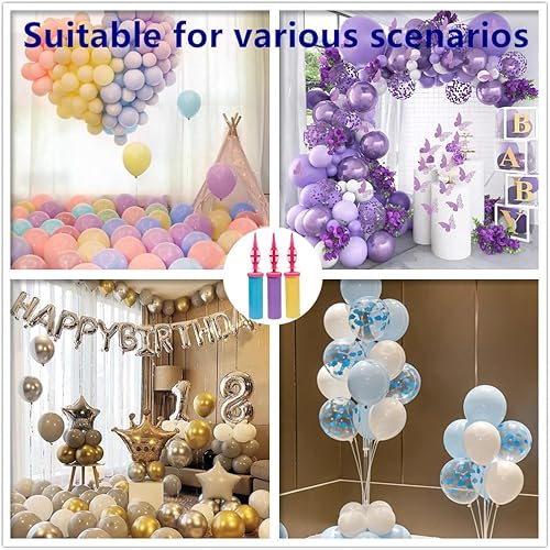 Miniatura 5 de Bomba de globo de mano  Bomba de inflado de globos de doble acción de 2 vías, paquete de 3, los amigos pueden ayudar, bomba de aire de mano portátil