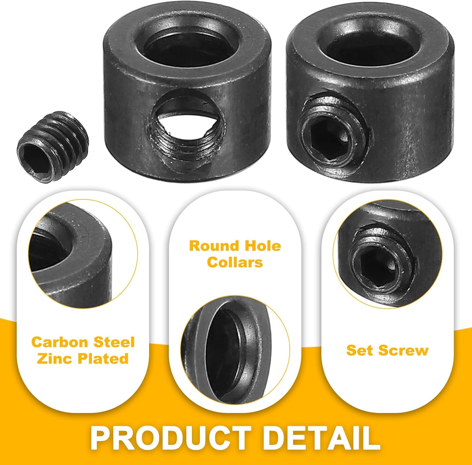 Generic Bore 3/16" Shaft Collar 1/2" OD 5/16" Thickness, 4 Pack Carbon Steel Landing Gear Stopper Wheel Collar with Set Screw & Wrench for Machine Tool Industry, Silver