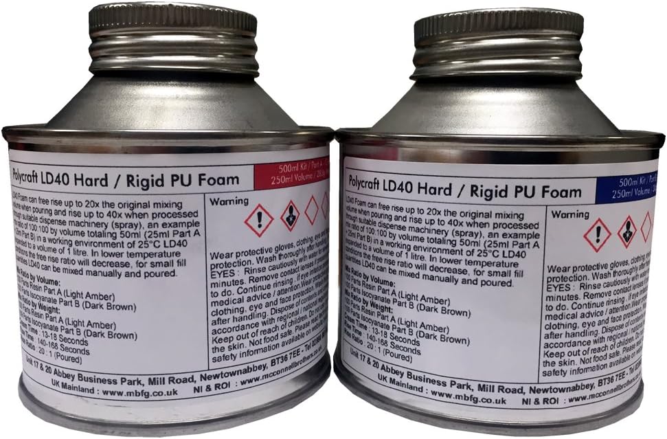 Polycraft LD40 Expanding Polyurethane Foam - Hard/Rigid - 500ml Kit