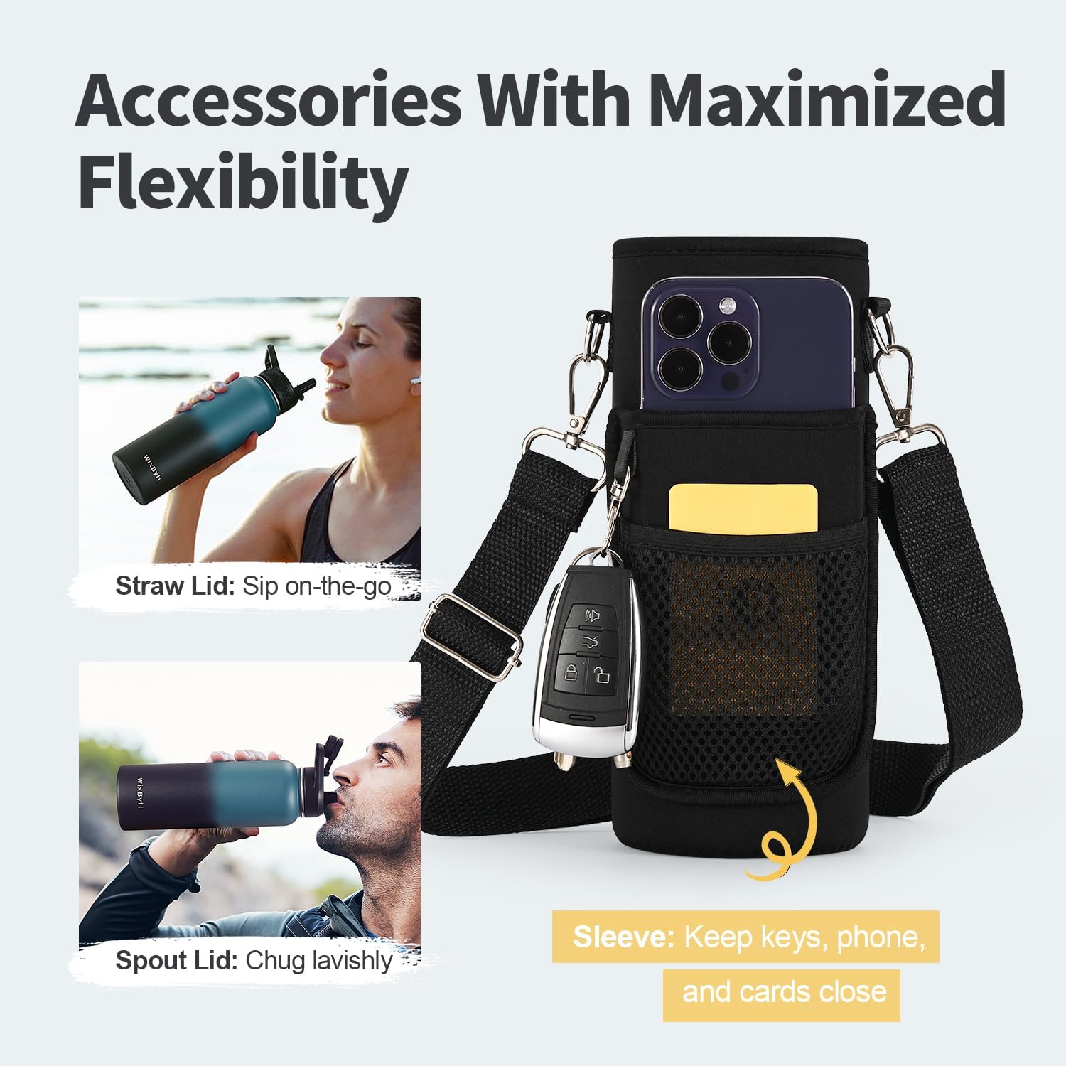 40 oz Insulated Water Bottle with Straw (Cold for 48 Hrs), Stainless Steel Triple Wall Vacuum Sports Water Jug, Leakproof Hydro Cup Flask with Paracord Handle & Straw Spout Lids & DIY Stickers - Image 3