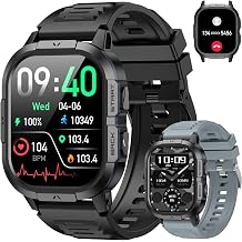 Smart Watch for Men Fitness Tracker: Waterproof Military Digital Mens Watches Make Answer Call Smartwatch Android Phone iPhone Samsung Compatible Step Pedometer Running Sleep SpO2 Heart Rate Monitor