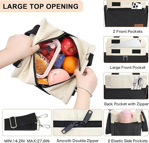 Miniatura 4 de Joymee Lonchera para hombres, bolsa de almuerzo aislada para mujeres con correa para el hombro, reutilizable, a prueba de fugas, grande, espaciosa,