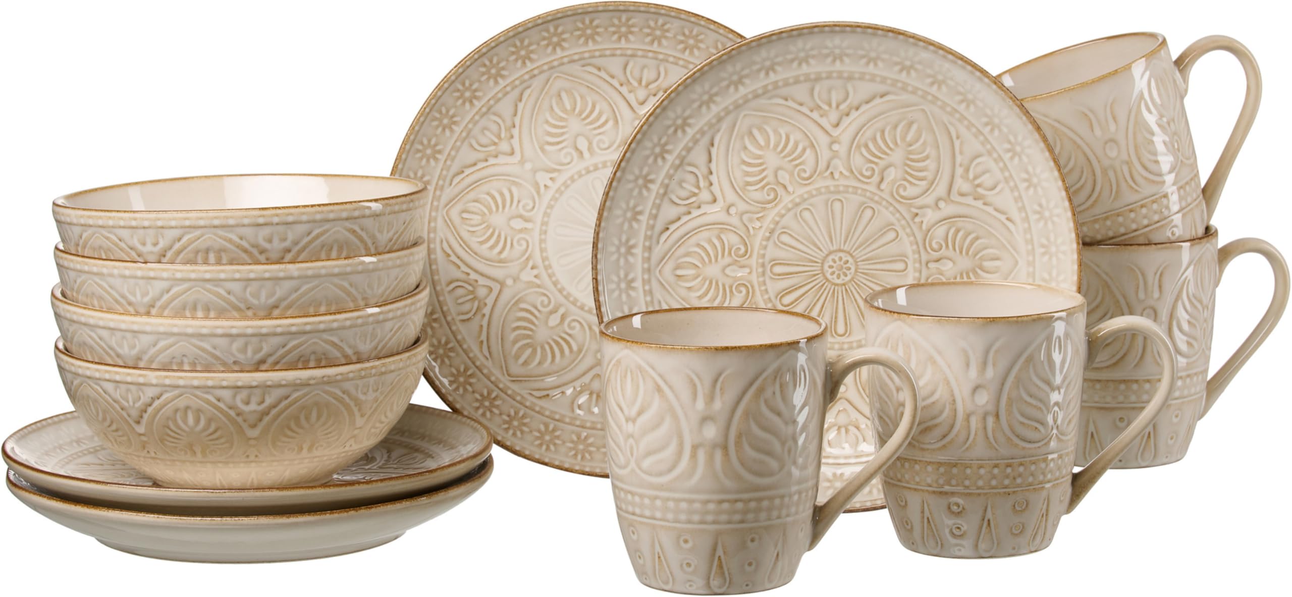 Ontbijtservies Omara, 12-delig, beige