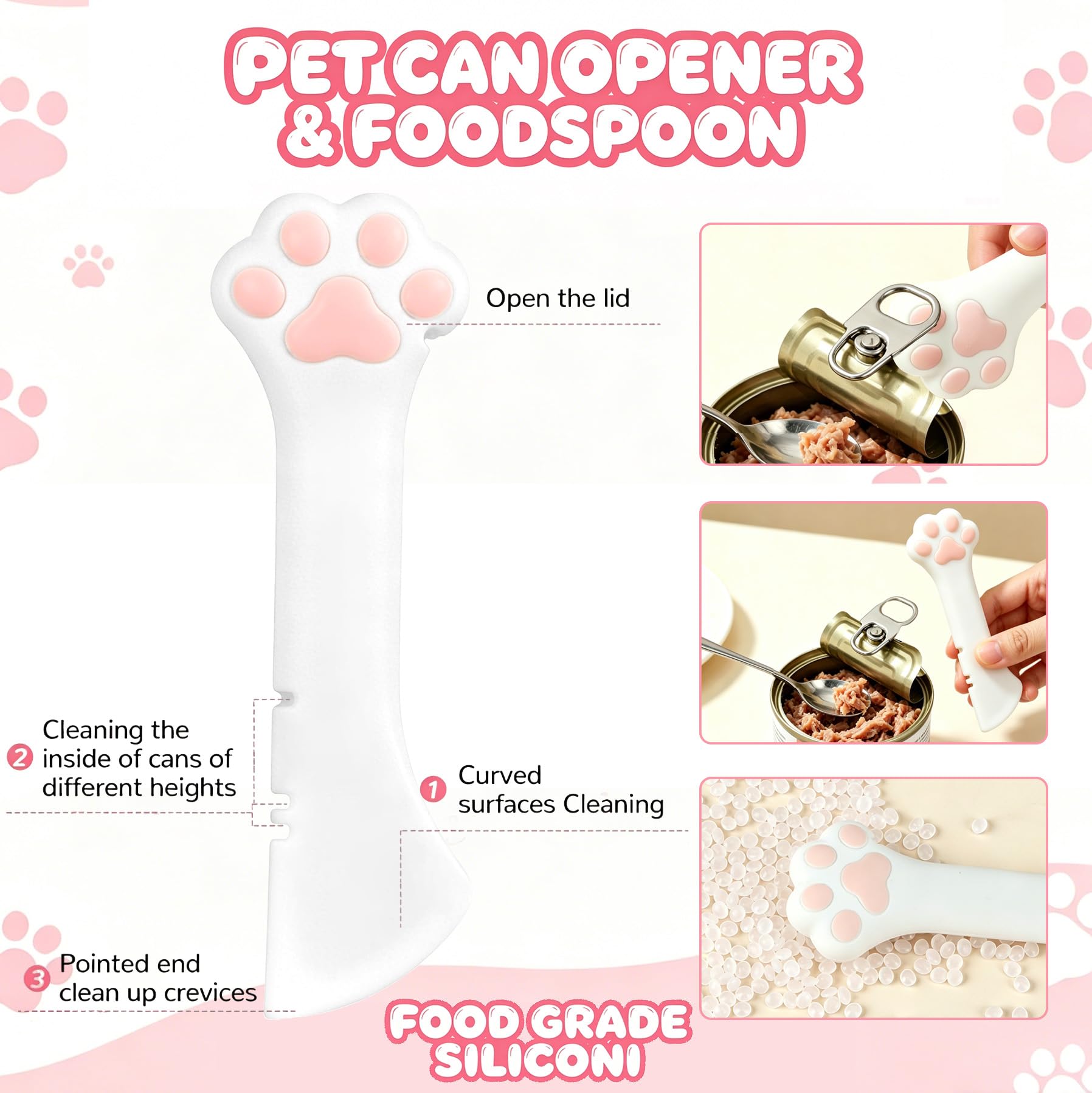 4 Pezzi Coperture per Lattine per Animali, Forma di Zampa Carina per Cucchiaio, Coperchi per Scatolette di Cibo per Cane Gatto