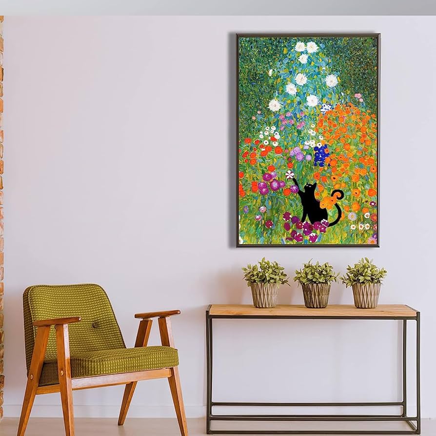 キャンバス油絵　専用   黒猫ガーデン　クリムト風フラワーガーデン キャンバス油絵 専用 黒猫ガーデン クリムト風フラワーガーデン