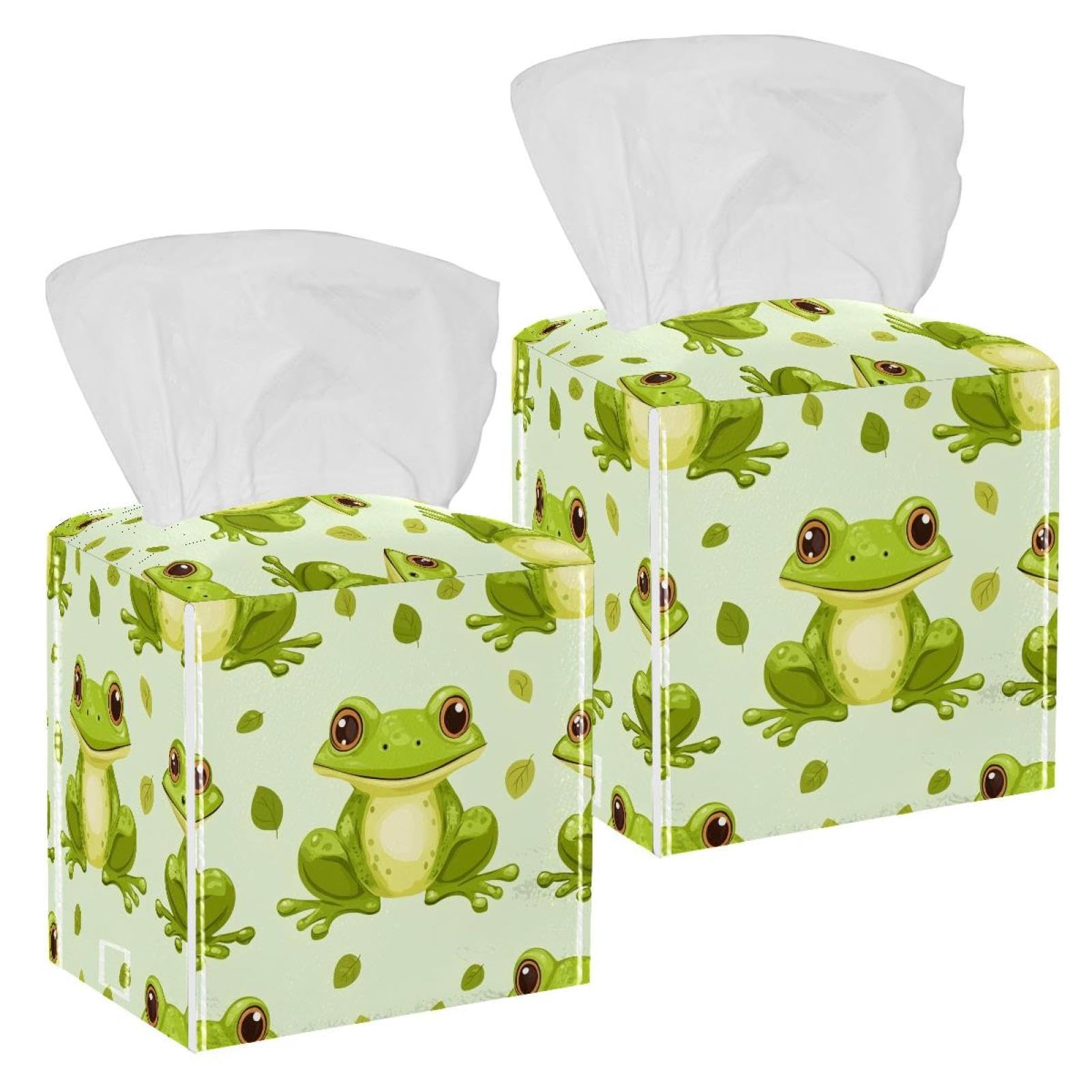 Boîte à mouchoirs en cuir grenouille mignon distributeur pour salle de bain