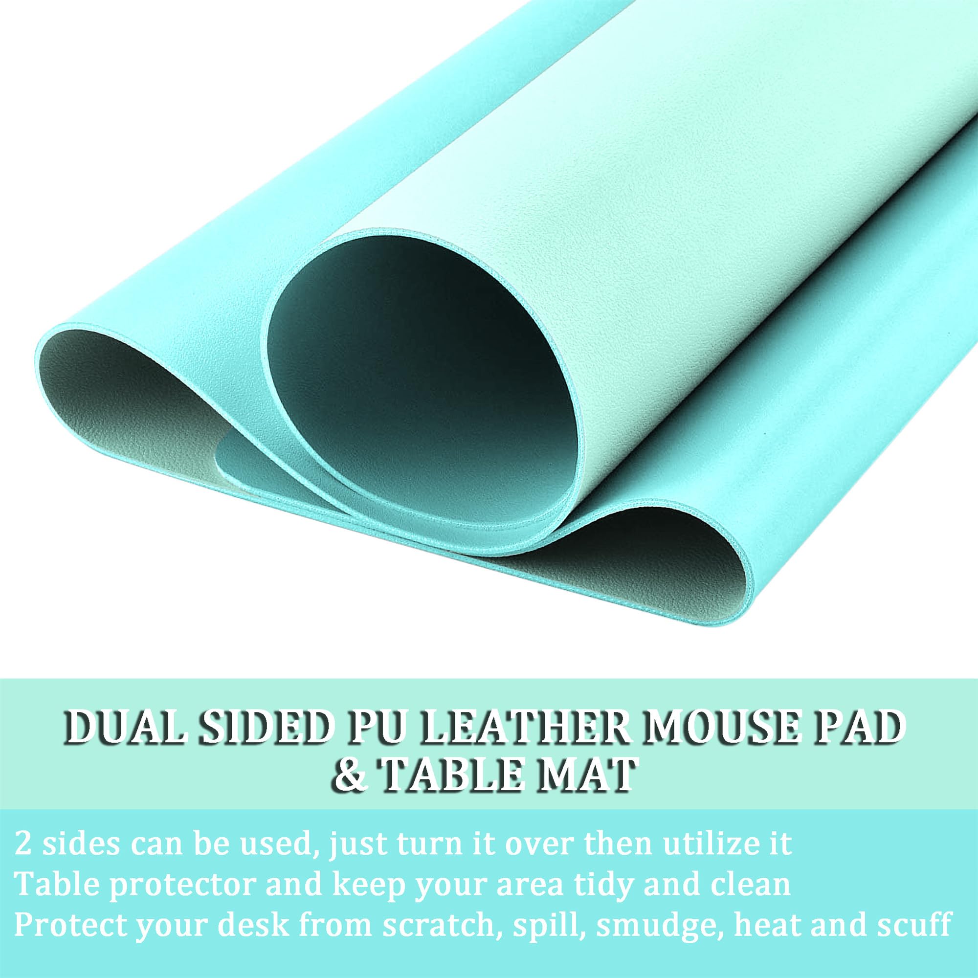 LL-COEUR Double Face Cuir Tapis de Souris Bureau Table Mat Hydrorésistant Ordinateur Pad (1000 x 500 x 2 mm, Vert clair + bleu du lac)