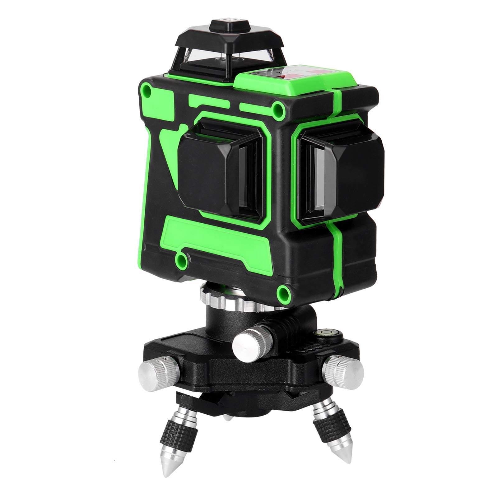 Nivel Láser, VISLONE Nivel Láser 3D Autonivelante de 12 Líneas Nivel Vertical con dos Baterías de Litio de 2400 mAh con Trípode con Poste de Extensión de Aleación Ajustable de 1,2 m y 3 Alturas