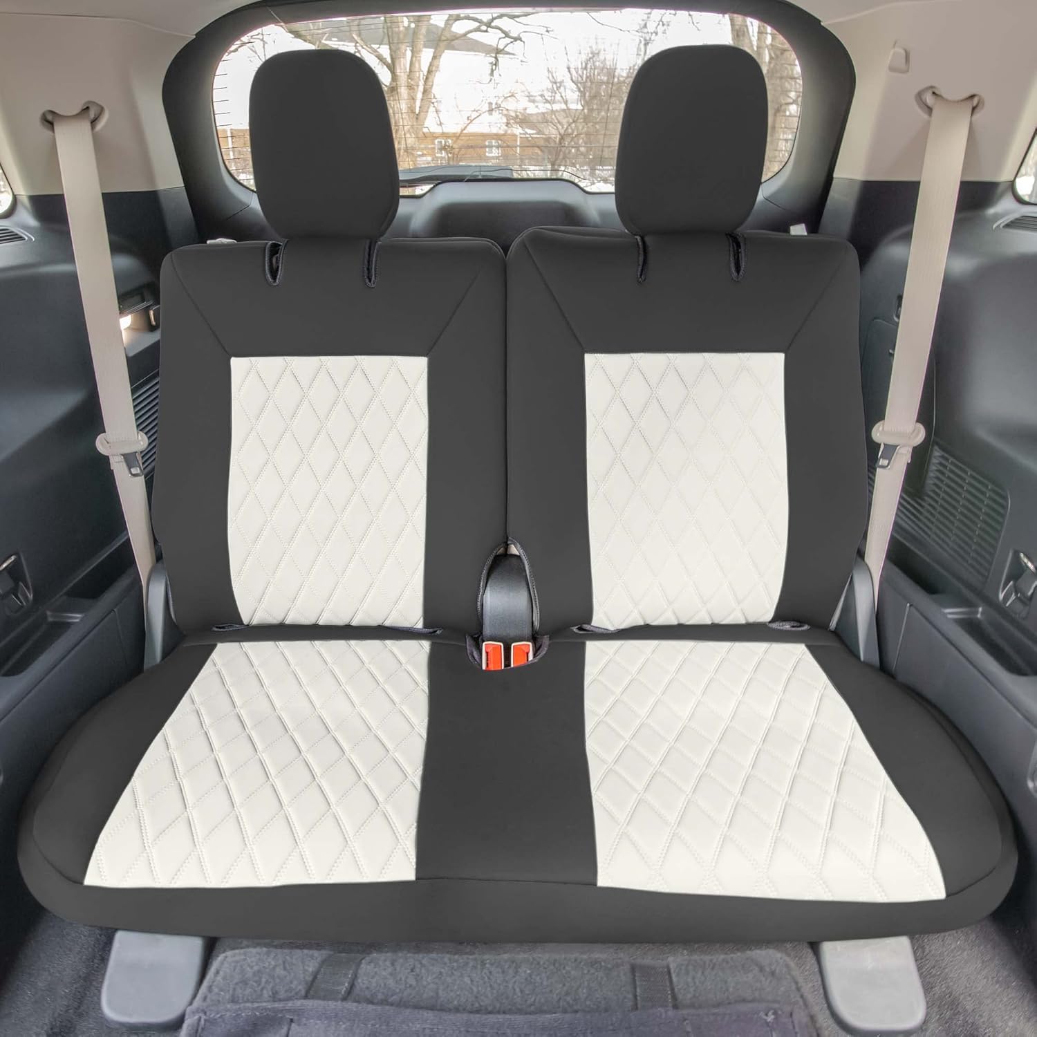 FH Group Custom Fit Car Seat Covers Specifically Made for 2020-2024 Ford Explorer Base, Ultraflex Neoprene Water Resistant Automotive Seat Covers - Full Set Beige