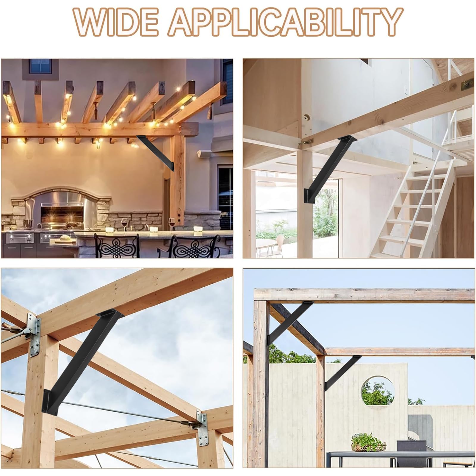8 Stück 45-Grad-Winkelhalterung, Balkenverbinder/Pfostenverbinder | Eckverbinder Holzverbinder, Eckhalterung Holzbalken Pavillon Halterungs Set, Pergola Verbinder/Pergola Brackets