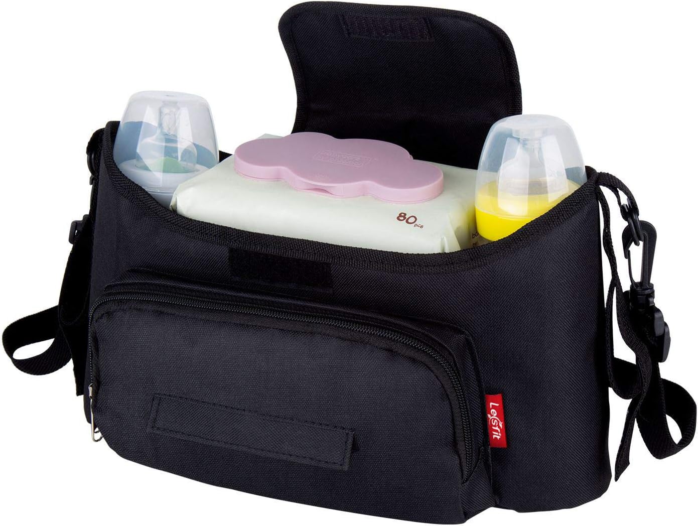 Pram Organiser Bag, 13 x 7 x 5 Inches, Black
