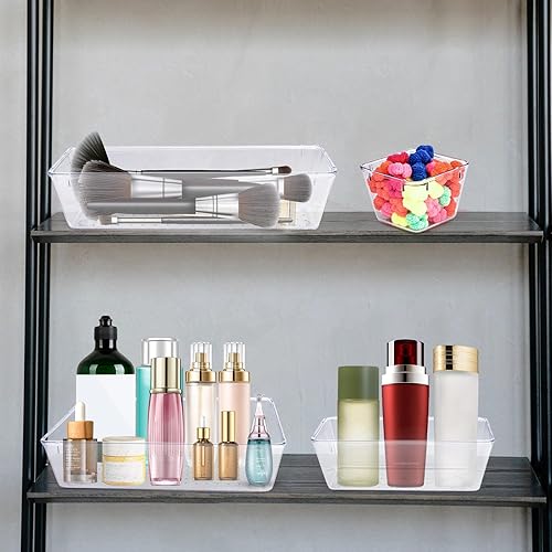 Miniatura 2 de 4 organizadores de cajones de plástico transparente, organizadores de cajones de escritorio y contenedores de almacenamiento para maquillaje, joyas,