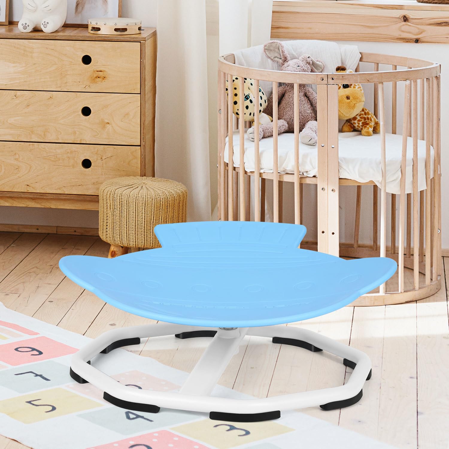 Sensoryczne krzesło obrotowe dla dzieci z autyzmem/ADHD, krzesło karuzela 360°, zabawka treningowa, koordynacja i równowaga, sensoryczne krzesło dla chłopców i dziewczynek, niebieskie dysk