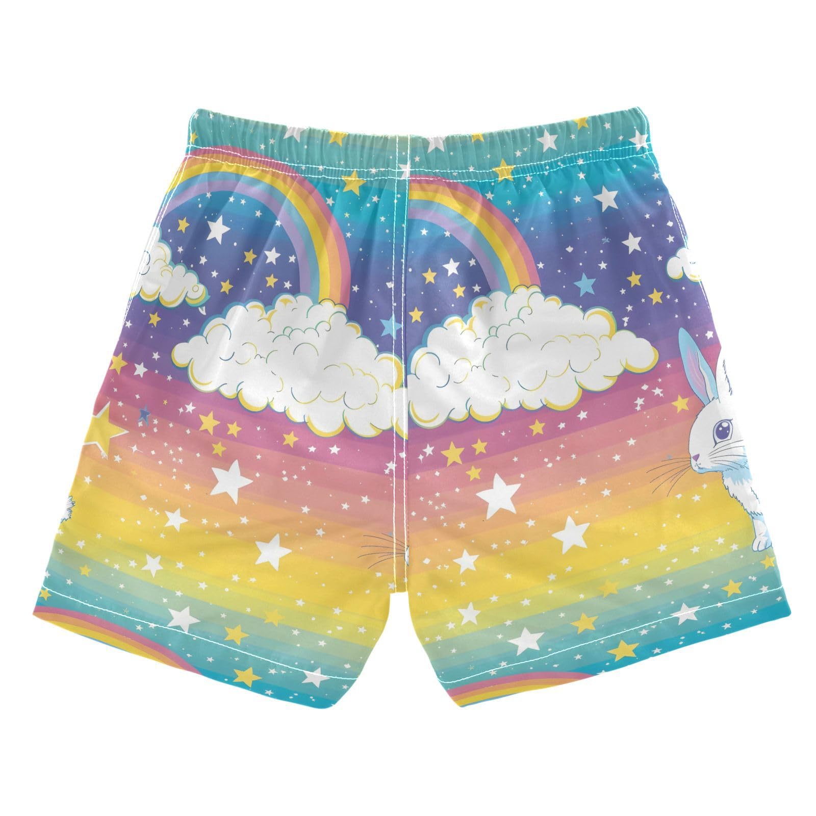 Rabbit Rainbow Cloud Boys Swim Trunks Toddler Shorts Swimwear Boardshorts