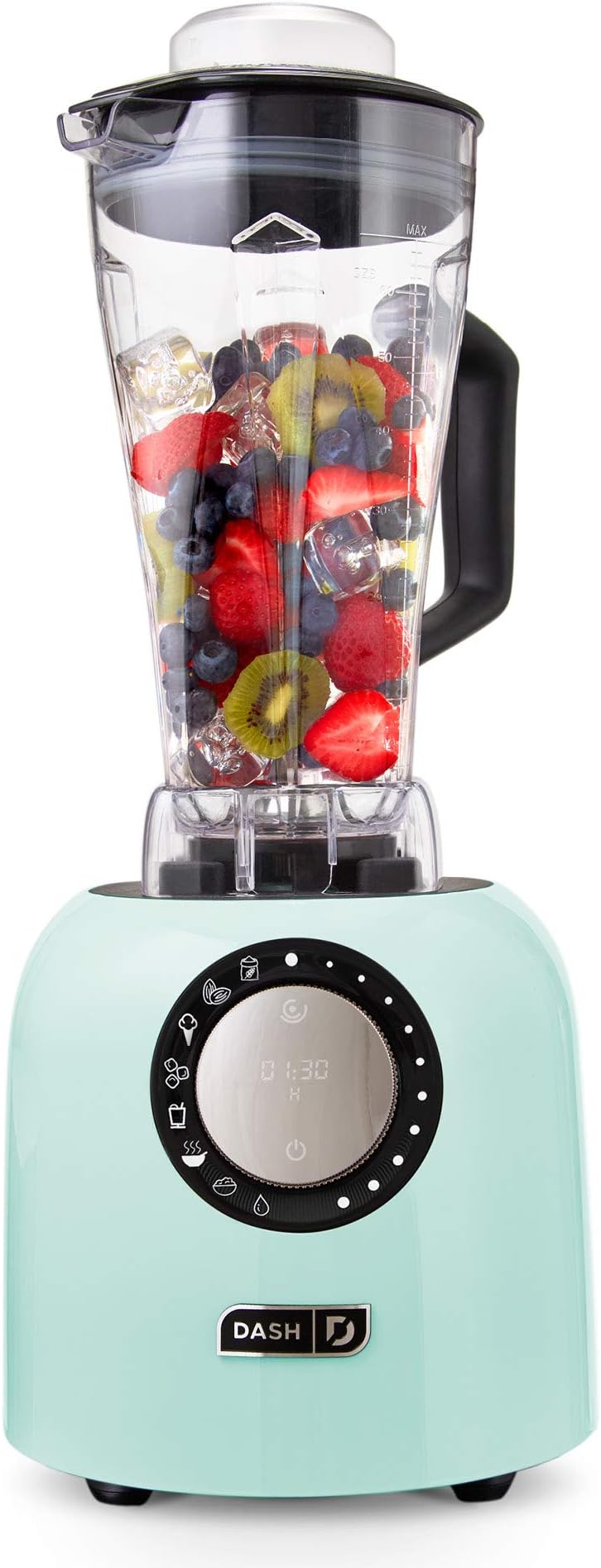 DASHChef Series Deluxe Digital 64 oz Countertop Blender, with Stainless Steel Blades, Tritan Blending Jug, Tablet Stand & USB Charging Port, for Smoothies, Nut Butters, Purees, Soup and More - Aqua