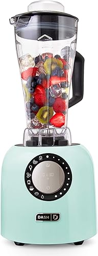 Dash Chef Series Deluxe - Licuadora digital de cocina para encimera de 64 onzas procesador y mezclador profesional de alta velocidad color aguamarina