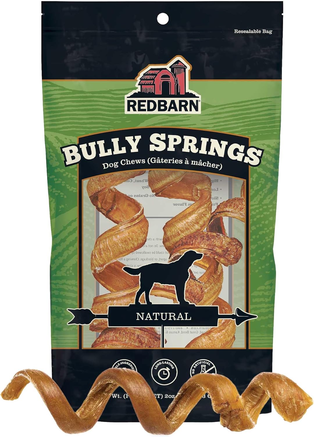 Redbarn Premium Bully Spring for Dogs All-Natural Slow Roasted Single Ingredient Beef Pizzle Pet Chews - Highly Digestible Rawhide Alternative and Long Lasting Spiral Sticks