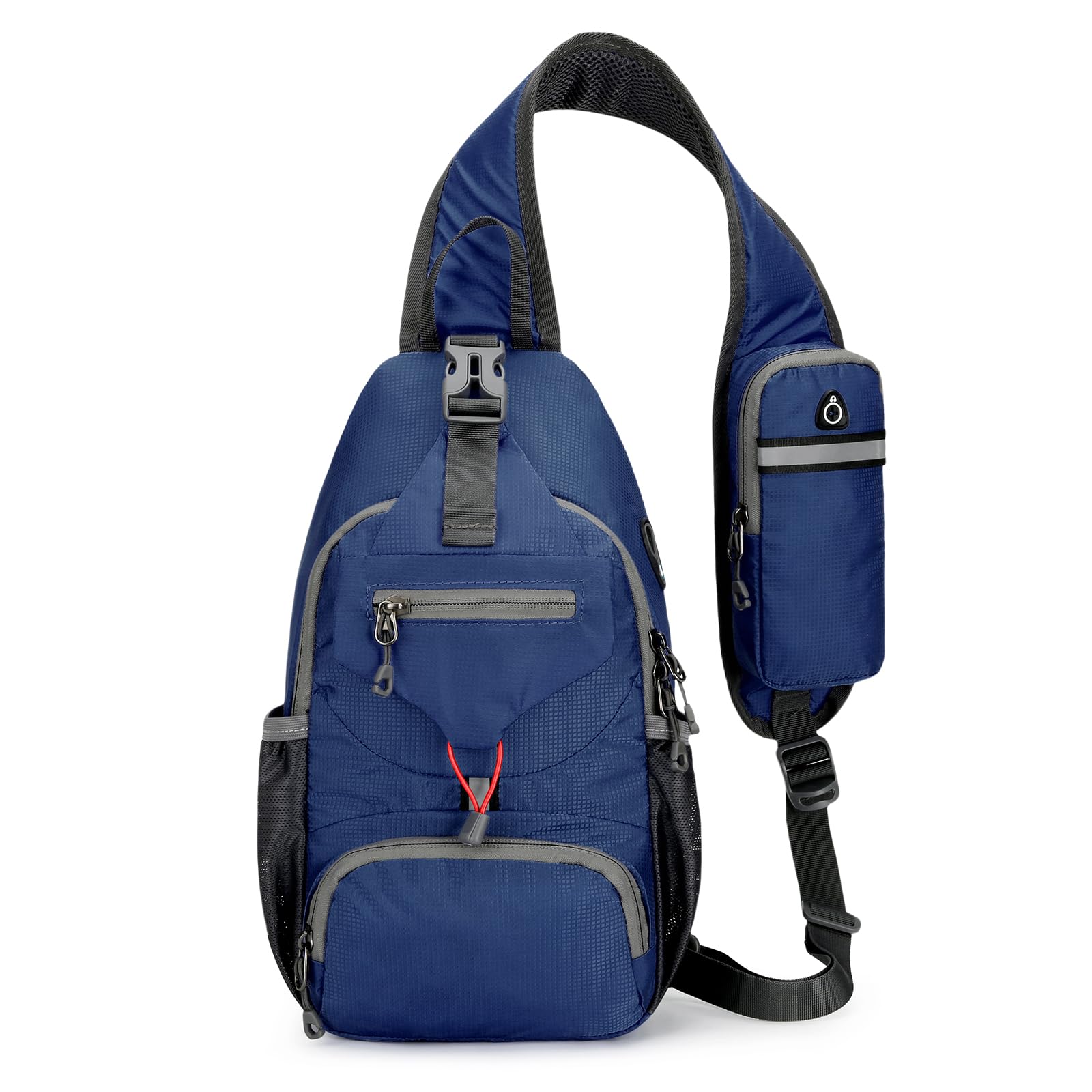 Aucuu Sling plecak, torba na klatkę piersiową, mała torba na ramię, wielofunkcyjna torba crossbody, torba na ramię z otworem na słuchawki, plecak na ramię, na wędrówki, podróże, wspinaczkę, dla