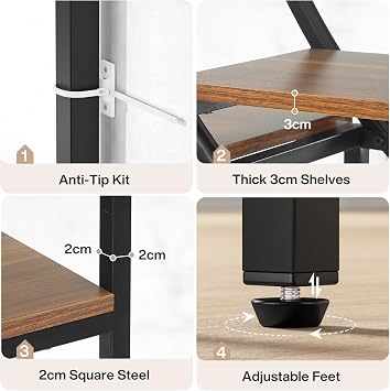 Tribesigns 9-Tier Bookshelf, Industrial Etagere Bookshelf, 100×30×180 cm, Large Geometric Shelving Unit with Open Shelf, Wood & Metal Freestanding Display Shelf for Living Room, Brown and Black(2pcs)