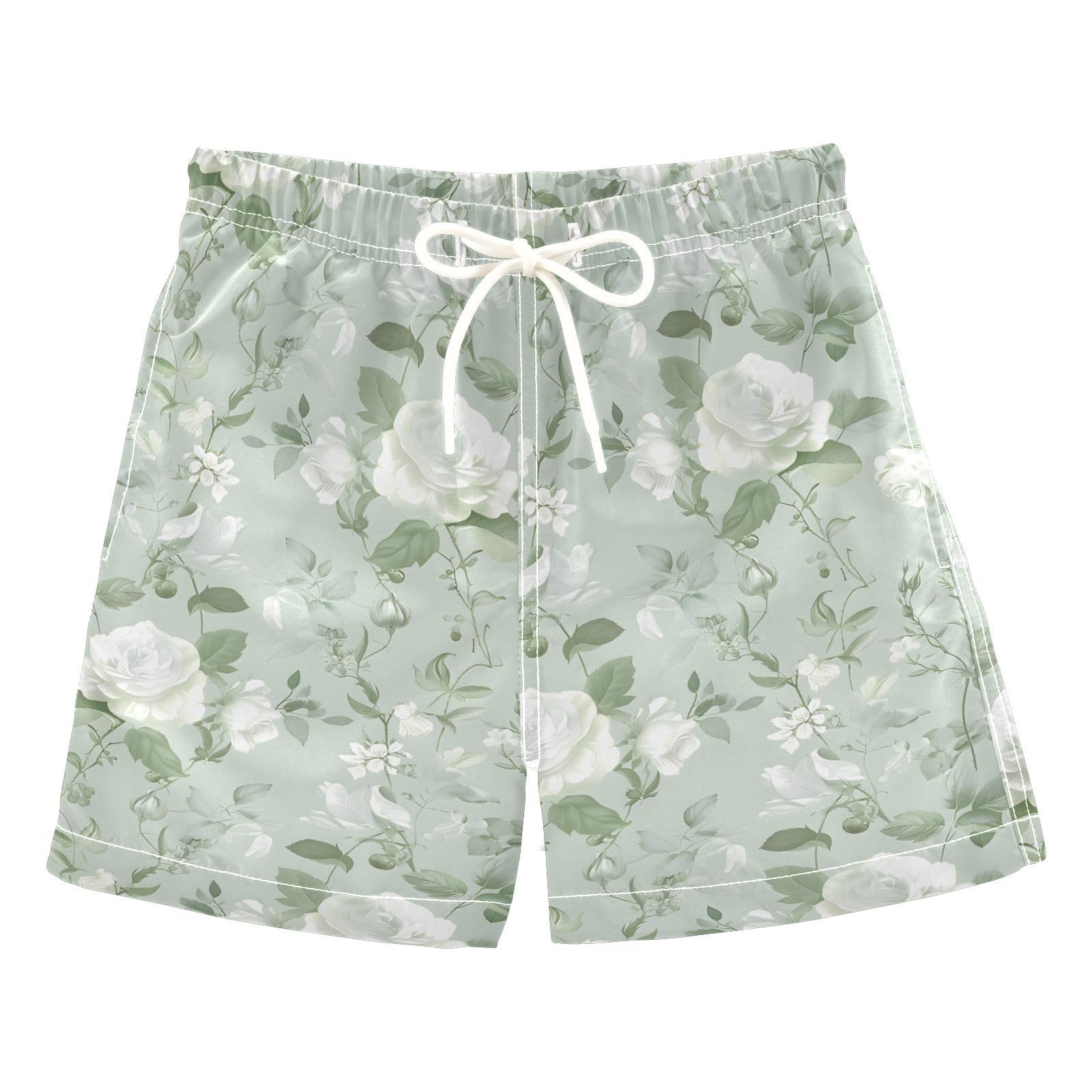 senya Flowers Light Green Boys Swim Trunks Toddler Shorts Swimwear Boardshorts