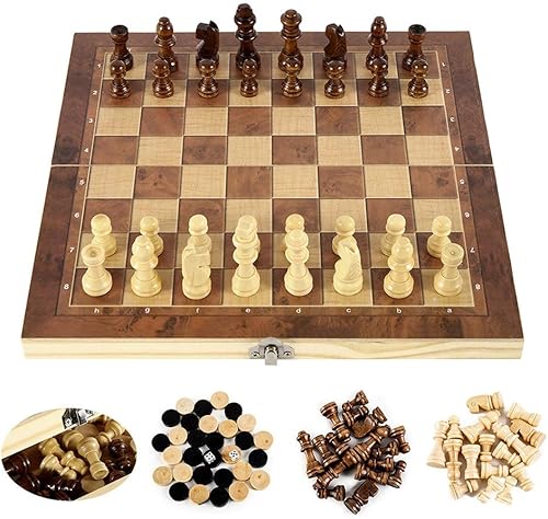FINE MEN WYX-Chess 1 juego de ajedrez internacional de madera 3 en 1 juego de tablero de ajedrez de madera juego de rompecabezas de damas regalo de
