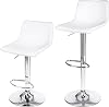 Finnhomy Bar Stools Set of 2 Counter Height, Swivel Barstools with Footrest and L Shape Back, Height Adjustable Modern Bar Chairs, Vintage Leather, Retro Black