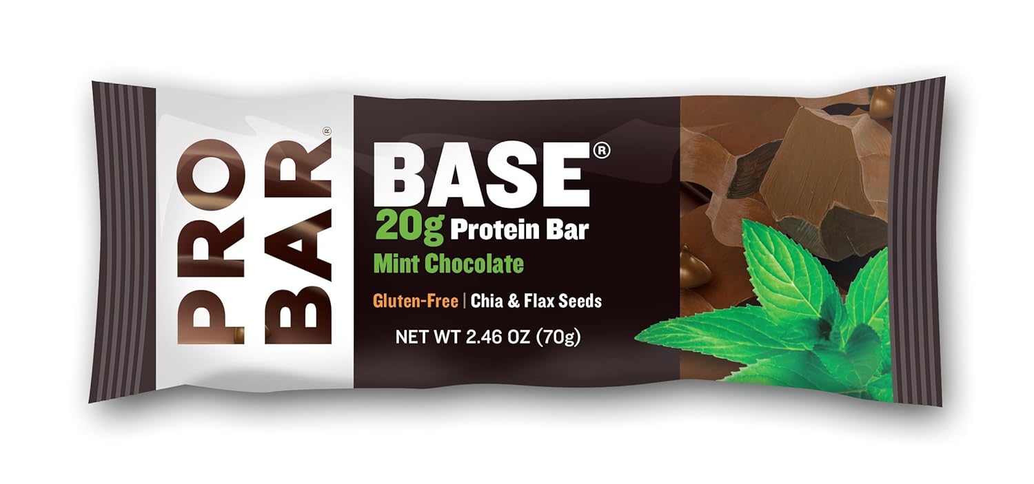 PROBAR Base Protein Bar, Mint Chocolate, 2.46 oz (Pack of 12)