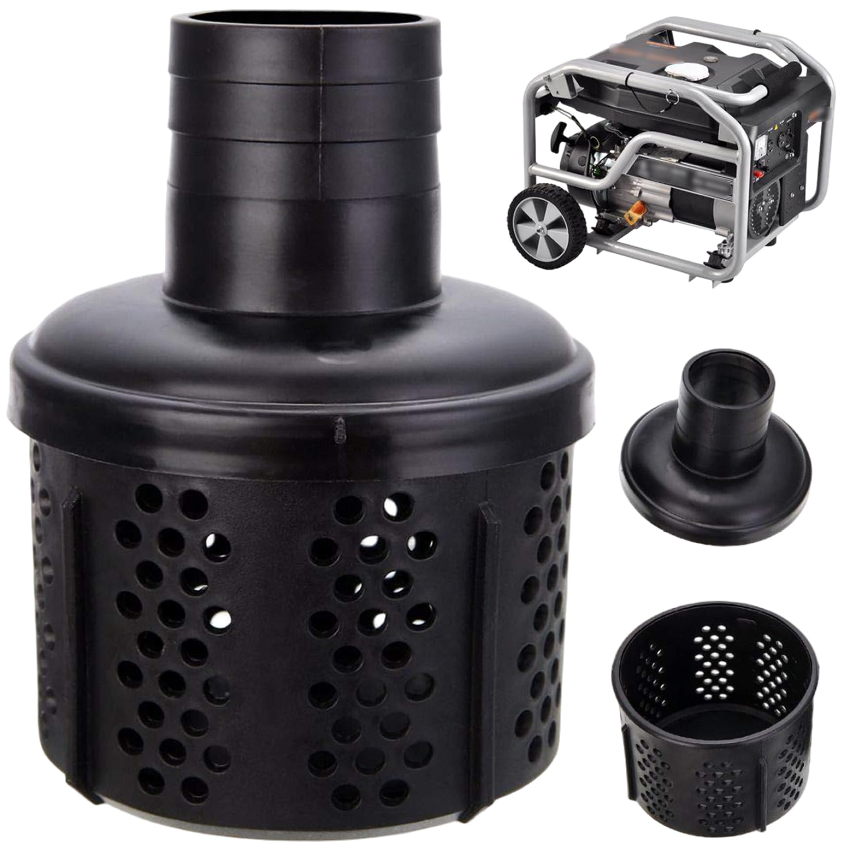 Dagllgew Black Suction Hose Strainer, 3 Inch Plastic Mesh Water Hose Filter Eco-Friendly Dirty Water Drainage Sewage Strainer, Filter
