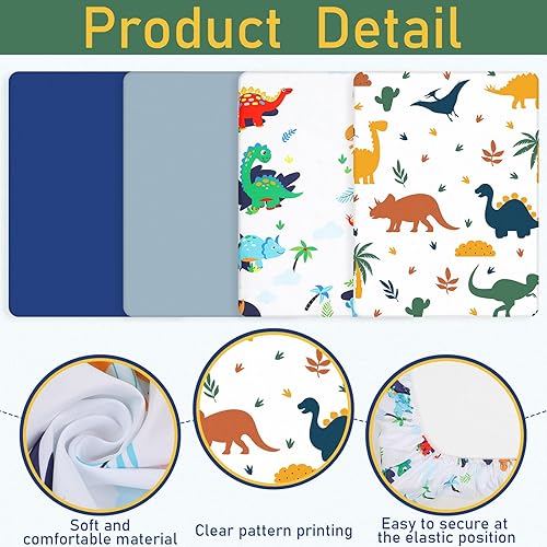 Miniatura 3 de Mixweer Juego de 4 sábanas para cuna para bebé, portátil, cómodas, suaves, transpirables, para regalos de bebé, para el hogar, cuarto del bebé,