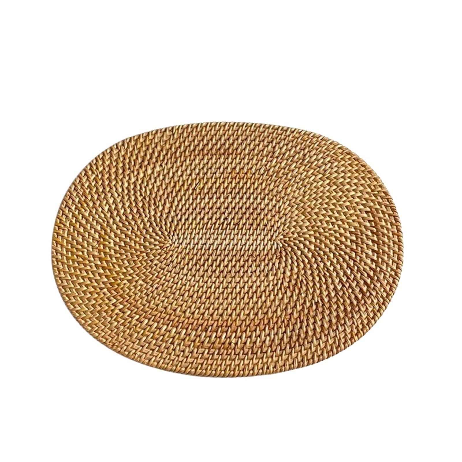 GrassWoven Placemat, 2-Pack Rattan Woven Oval Non-Slip Placemat 30x40cm