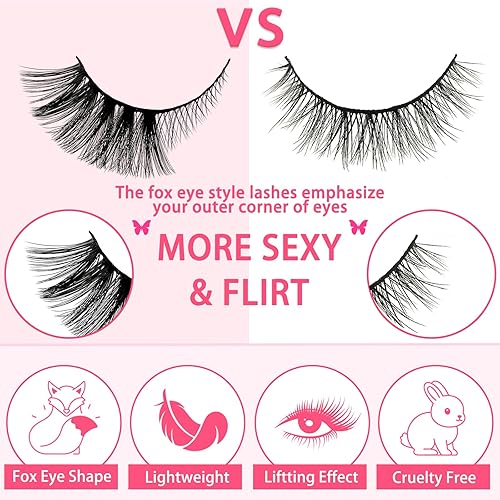 Miniatura 6 de 5 pares de pestañas postizas de aspecto natural de ojo de gato, pestañas falsas de visón sintético, pestañas postizas de ojo de gato (5-9)