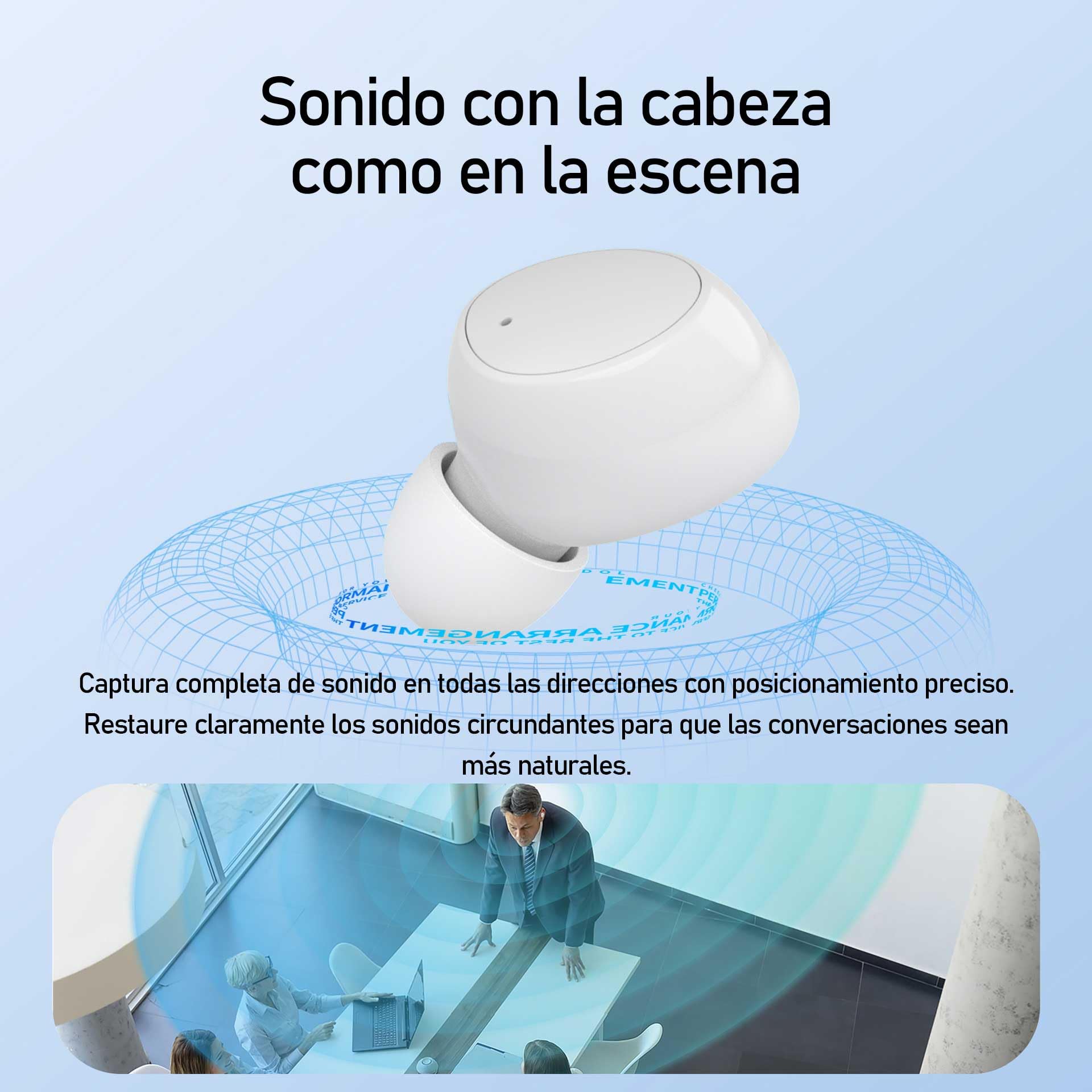 Auriculares con Mejora de Calidad de Audio: Aumentan la claridad de la Voz Humana, reducen el Ruido Ambiental y la Estuche Carga los Auriculares(Negro)