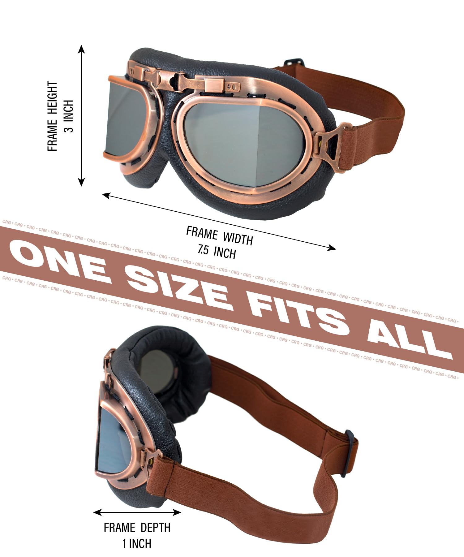 CRG Sports - Gafas de estilo retro aviador para moto, T08 T08BCB