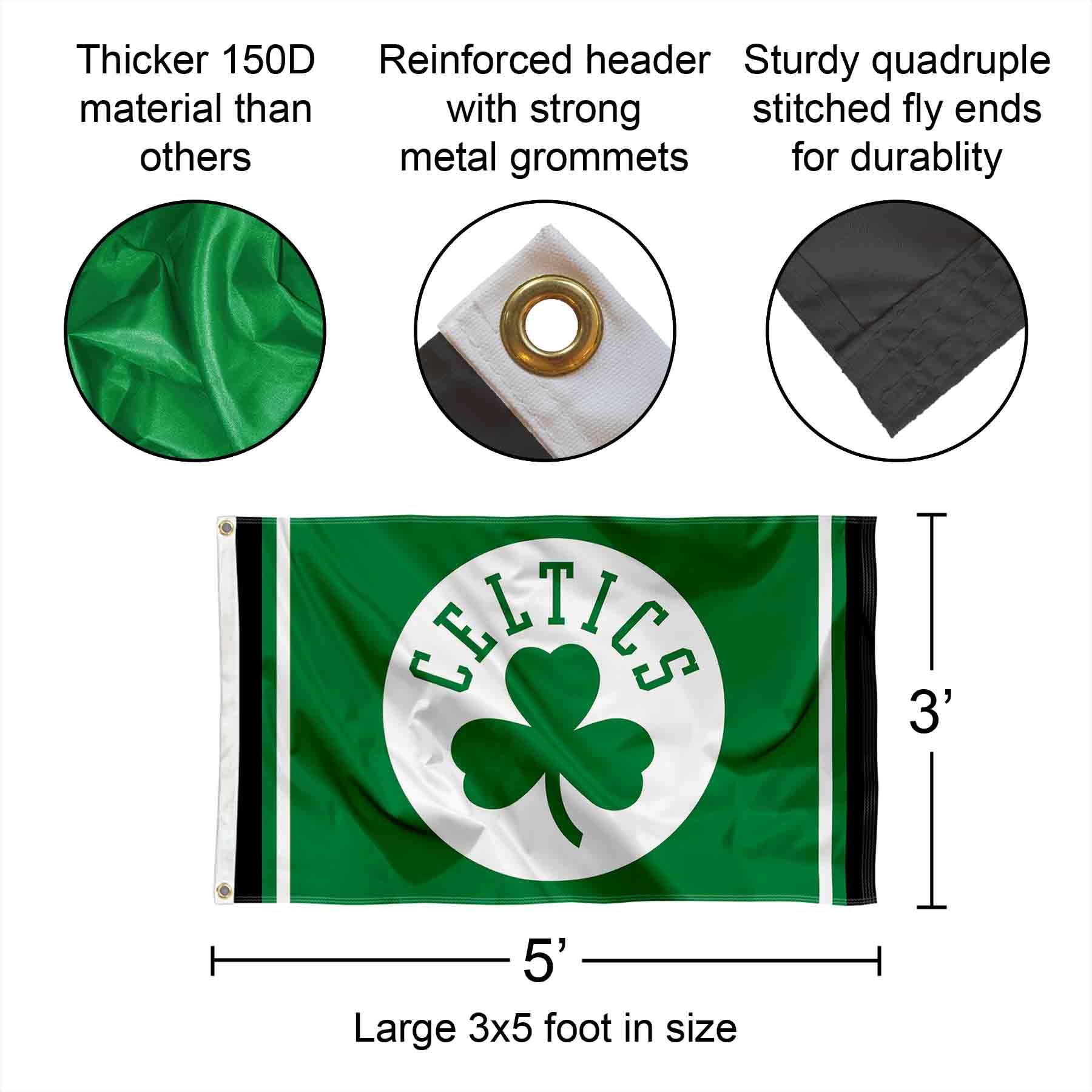 WinCraft Boston Celtics Shamrock Logo Flag and Banner