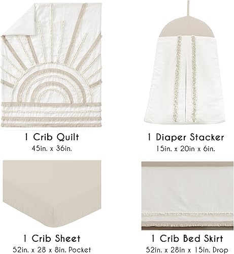 Miniatura 2 de Sweet Jojo Designs Juego de ropa de cama para cuna de bebé de 4 piezas (algodón bohemio chic) para niños o niñas, bebéscuarto de bebé, incluye