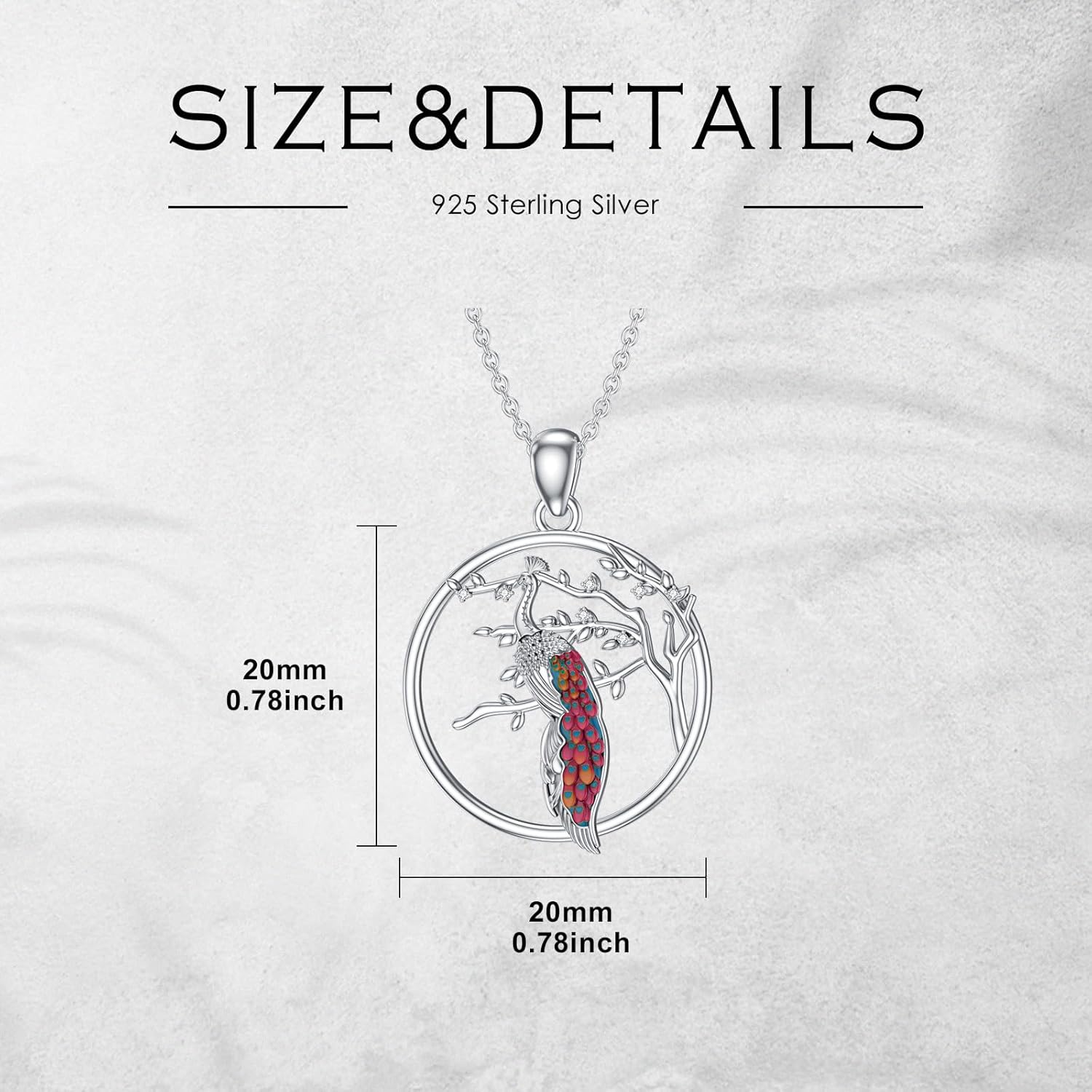 Diamond Peacock Necklace 925 Sterling Silver Colored Peacock Bird Pendant for Women Cute Animal Jewelry Gifts for Mom - Image 5