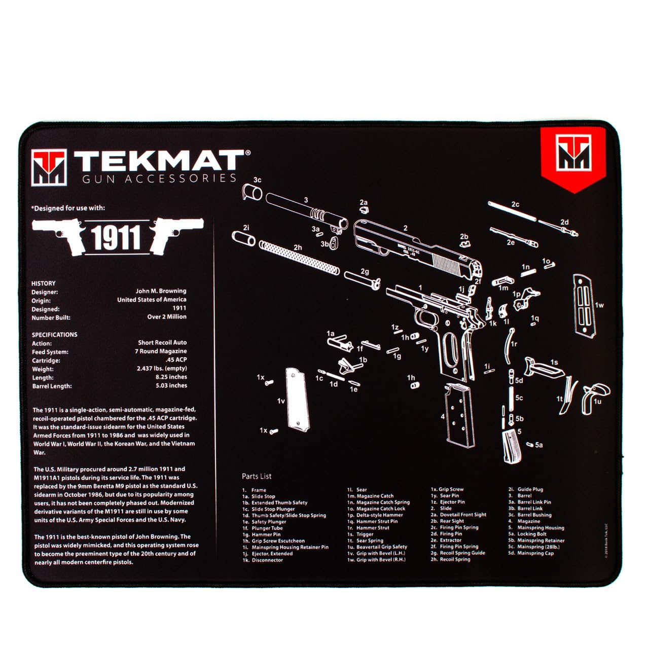 TEKMAT 20" X 15" Ultra Handgun MAT / 1911
