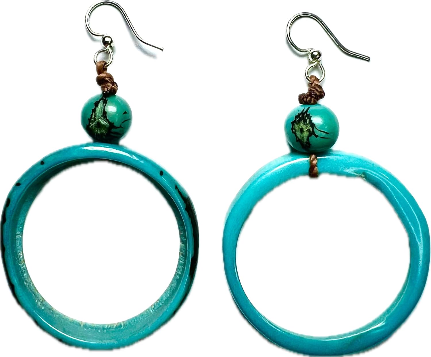 Earth Accessories Lightweight Circle Boho Earrings for Women | Tagua Nut, Surgical Stainless Steel, Drop Dangle Earrings | Eco-Friendly