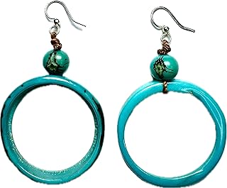 Earth Accessories Lightweight Circle Boho Earrings for Women | Tagua Nut, Surgical Stainless Steel, Drop Dangle Earrings | Eco-Friendly