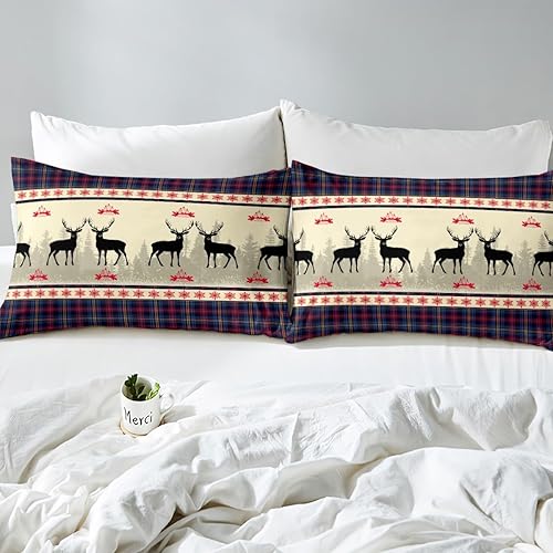 Miniatura 7 de Erosebridal Juego de edredón de ciervos de Navidad, edredón de plumón de cuernos de alce, tamaño matrimonial para niños y niñas, juego de ropa de