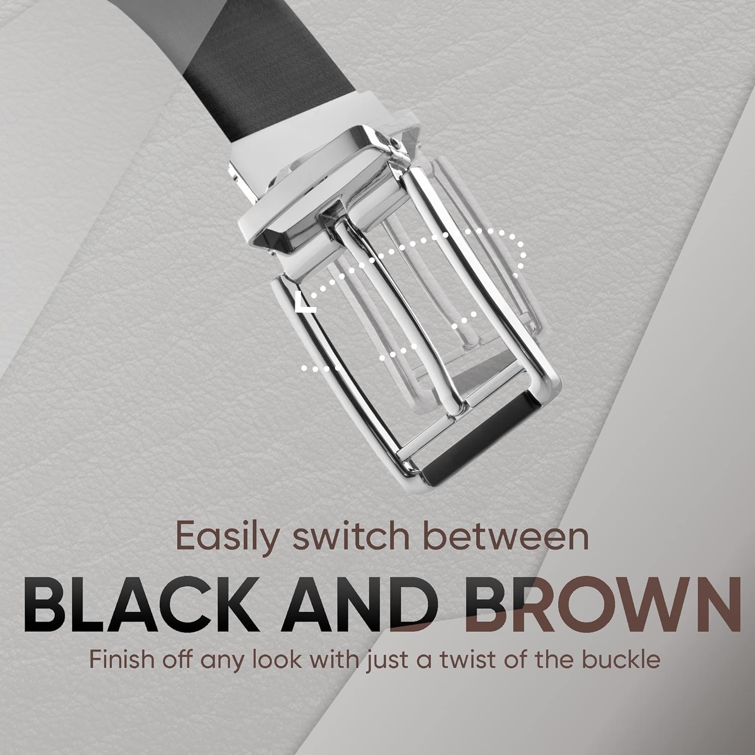 Prospero Comfort Men's Reversible Classic Dress Belt Italian Top Grain Leather Black & Brown Rotating Buckle