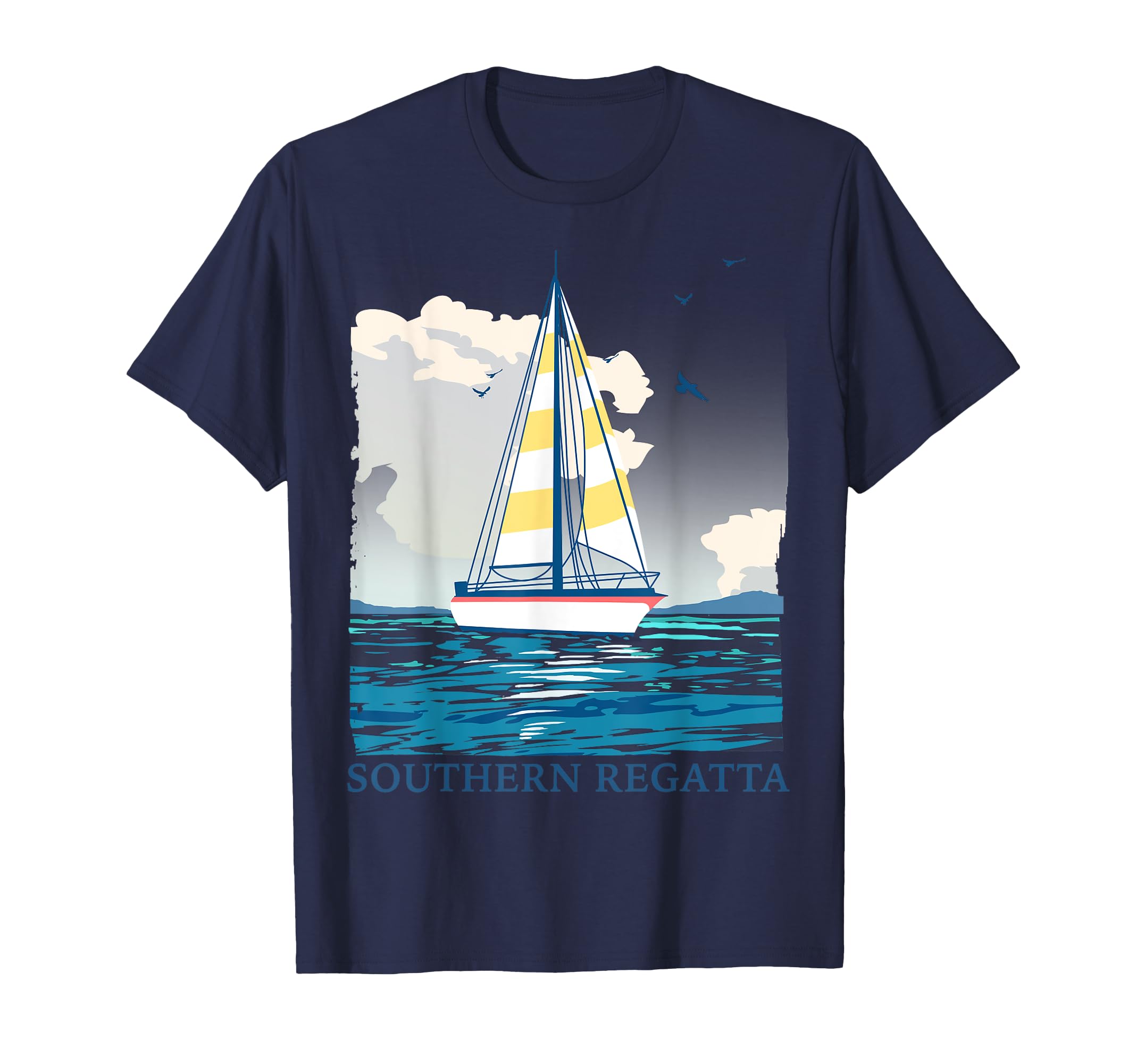 Amazon.com: Souther Regatta Sailboat Ocean Scene T-Shirt