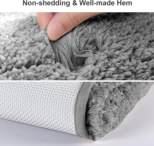 Miniatura 9 de VANZAVANZU Juego de alfombras de baño, 2 piezas antideslizantes, extrasuaves, absorbentes, de microfibra lanuda gruesa, lavable a máquina (16 x 24