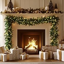 10M/32FT Christmas Garland with 200 LED Lights for Fireplace, Stairs, Outdoor, Festivals & Tree Decorations