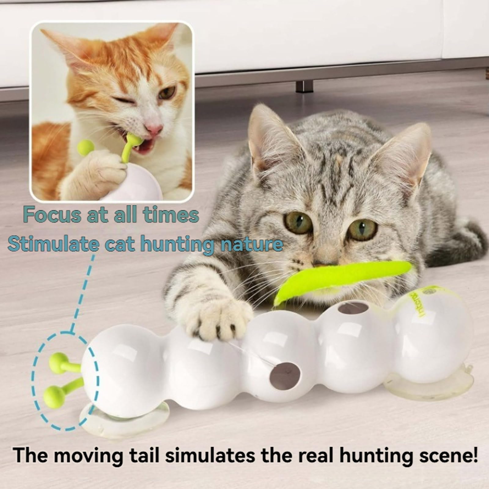 Wuselwurm Katzenspielzeug, Smart Motion Katzenspielzeug Mit Wurmdesign, Intelligent Electric Interactive Cat Toy, Type-C Rechargeable Cat Toy with Feather, Relieves Anxiety (*1 Set)